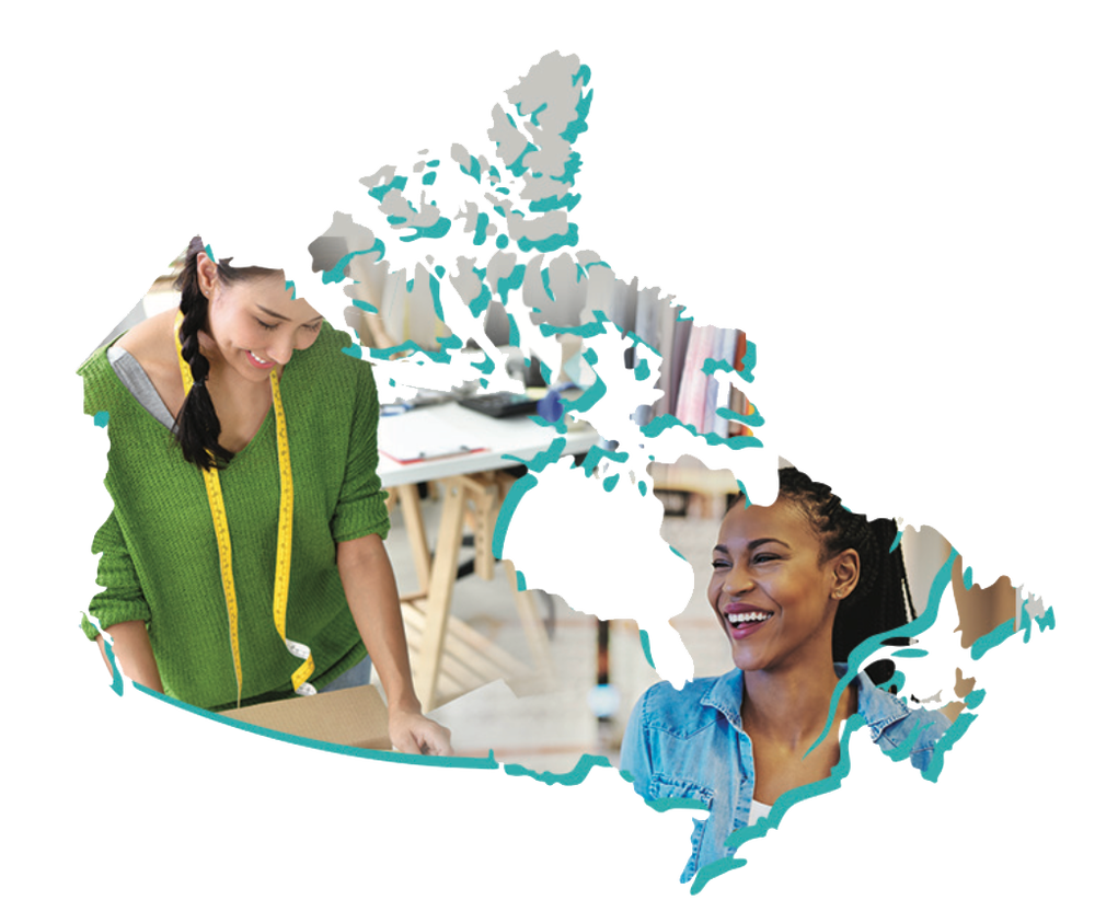 Happy women in Canada shape