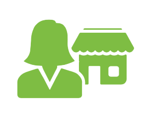 icon of woman in front of a store