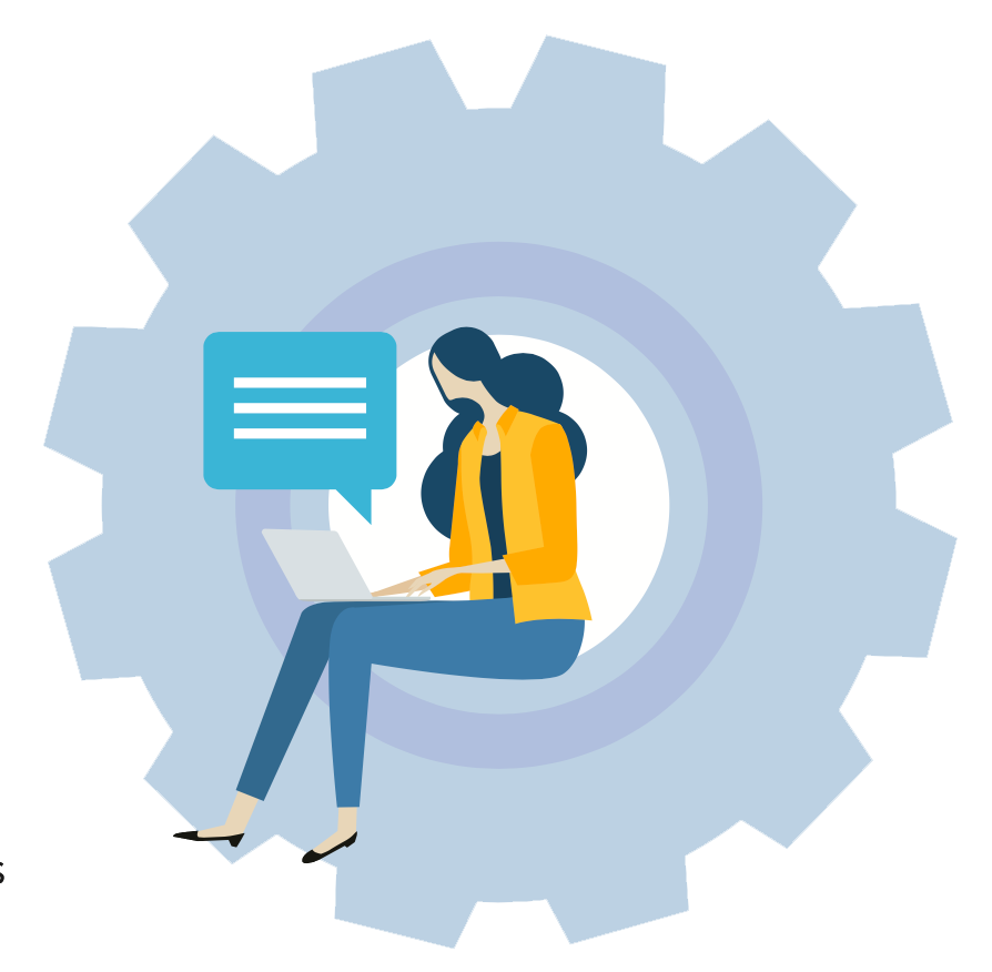 graphic of woman typing on computer