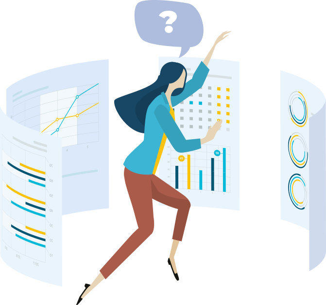 Illustration of a woman questioning herself