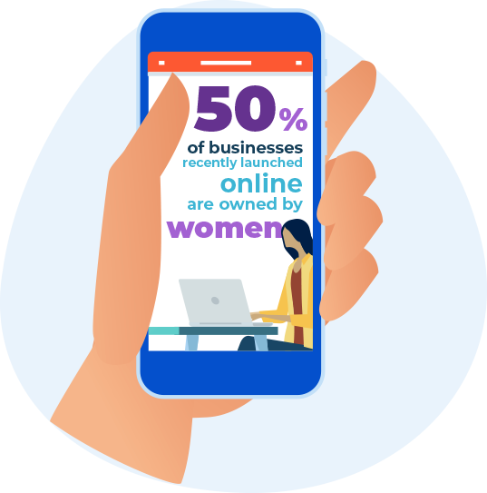 Illustration of a hand holding a smartphone 